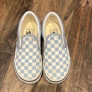 Kids Checkered Slip-On Shoes - Blue and White